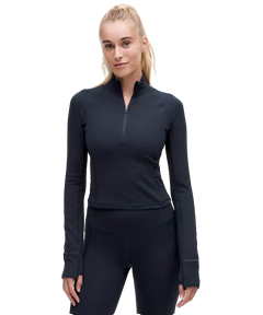 Lululemon It's Rulu Cropped Half Zip Updated True Navy