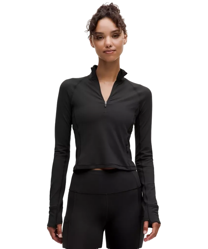 Lululemon It's Rulu Cropped Half Zip Updated Black