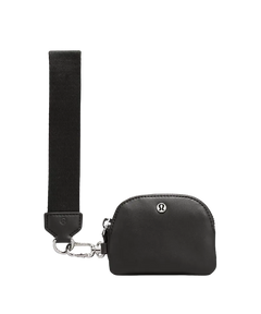 Lululemon Dual Pouch Wristlet Leather Alternative Black/Silver