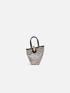 Jacquemus The Small Bambola Asymmetric Mini Bucket Bag Black & White Zebra