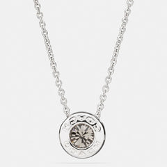 Coach Open Circle Stone Necklace Silver