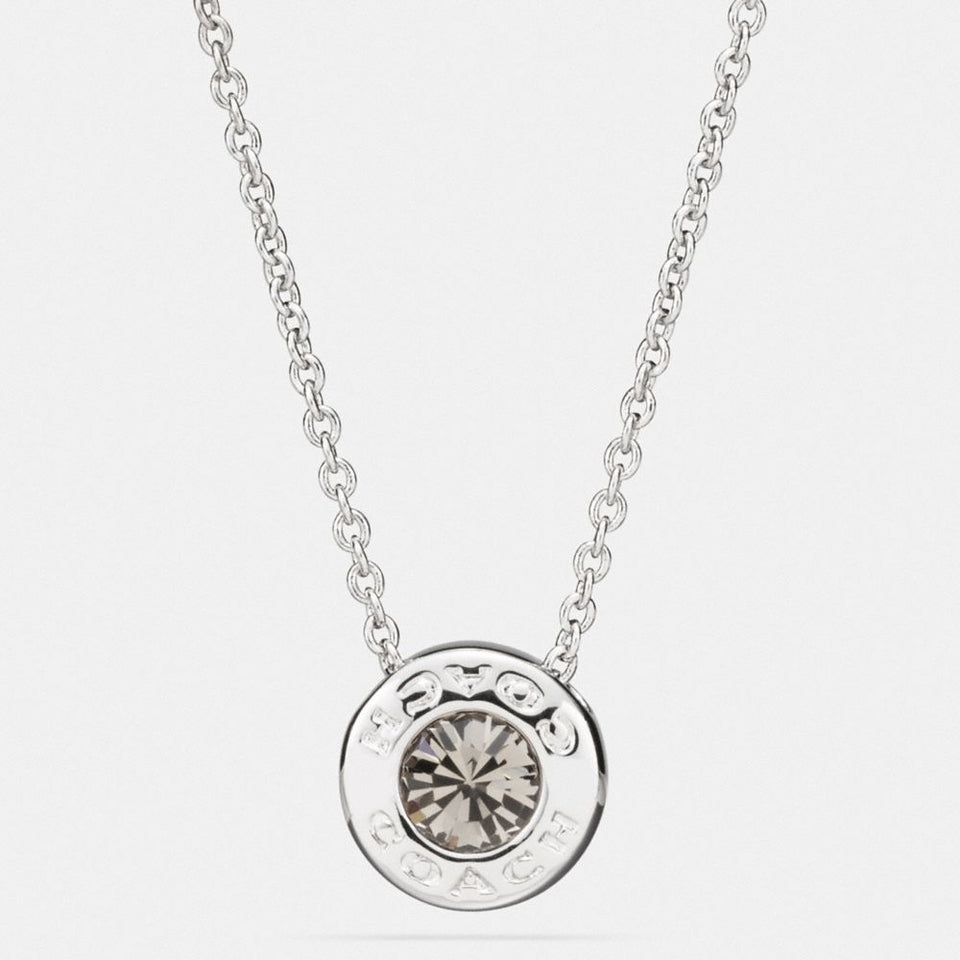 Coach Open Circle Stone Necklace Silver