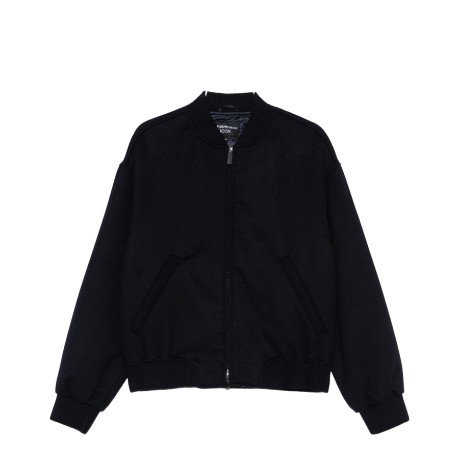 Black Ribbed Hem and Cuffs Zip Fastening Jacket