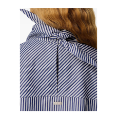 Blue Cotton Long Sleeves Striped Bandana Blouse
