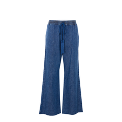 Wide Leg Denim Pants - Dark Blue