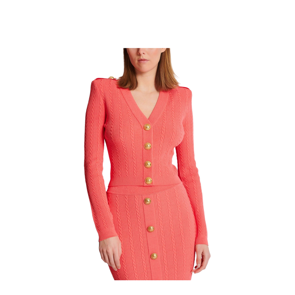Long-sleeved cable-knit cardigan