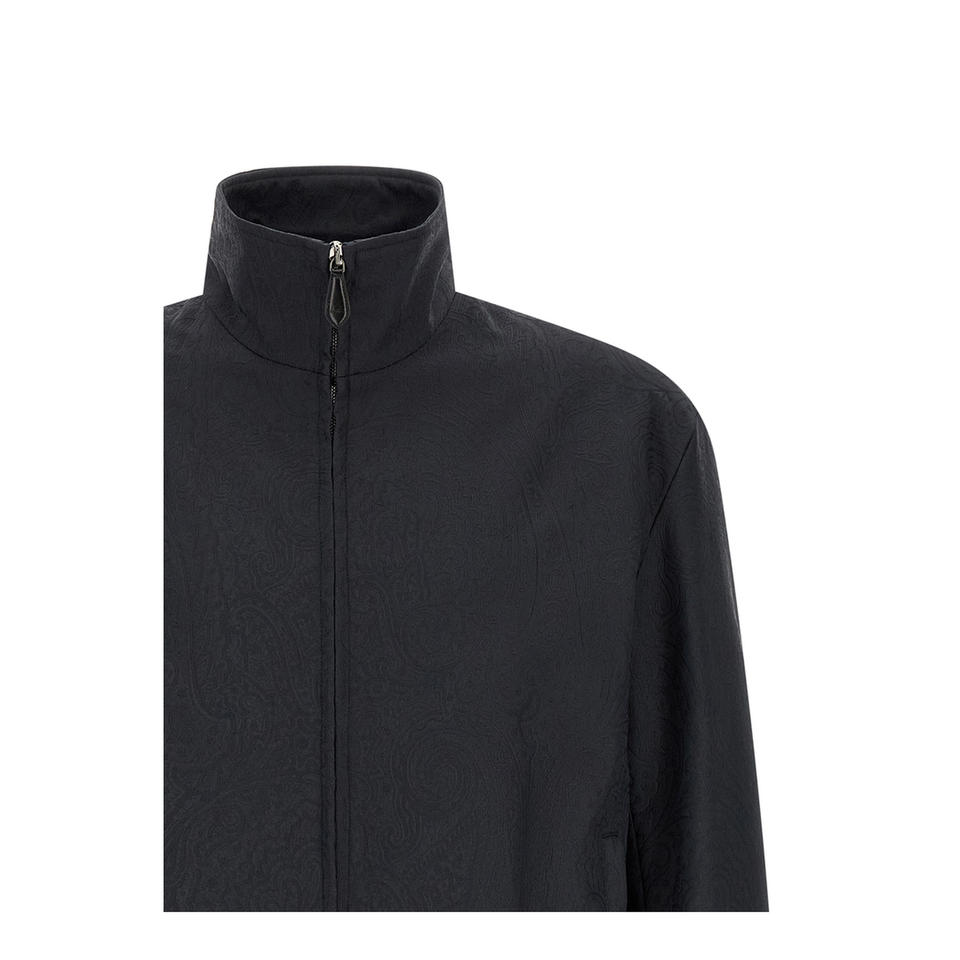 Arnica Motif Turtleneck Jacquard Jacket - Navy