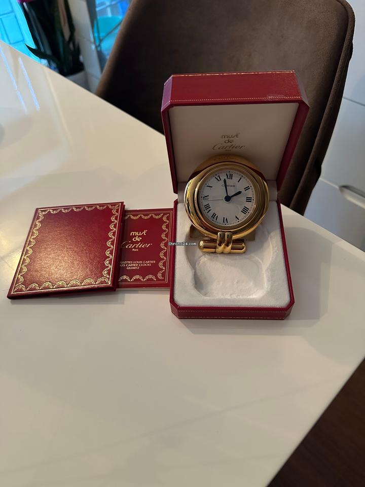 Cartier Desk Clock Cartier Pendulettes Réveil Masa Saati – Altın Kaplama Quar