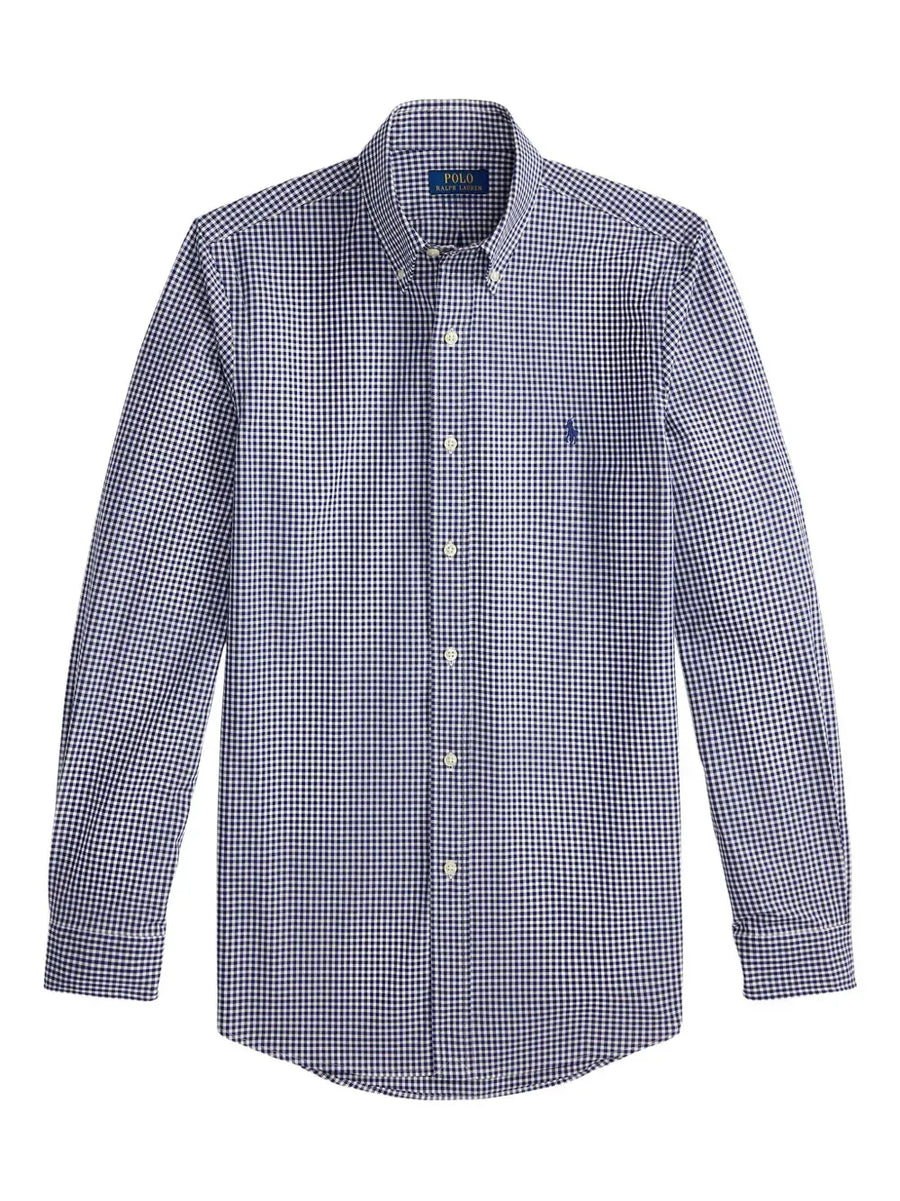 gingham long-sleeved shirt