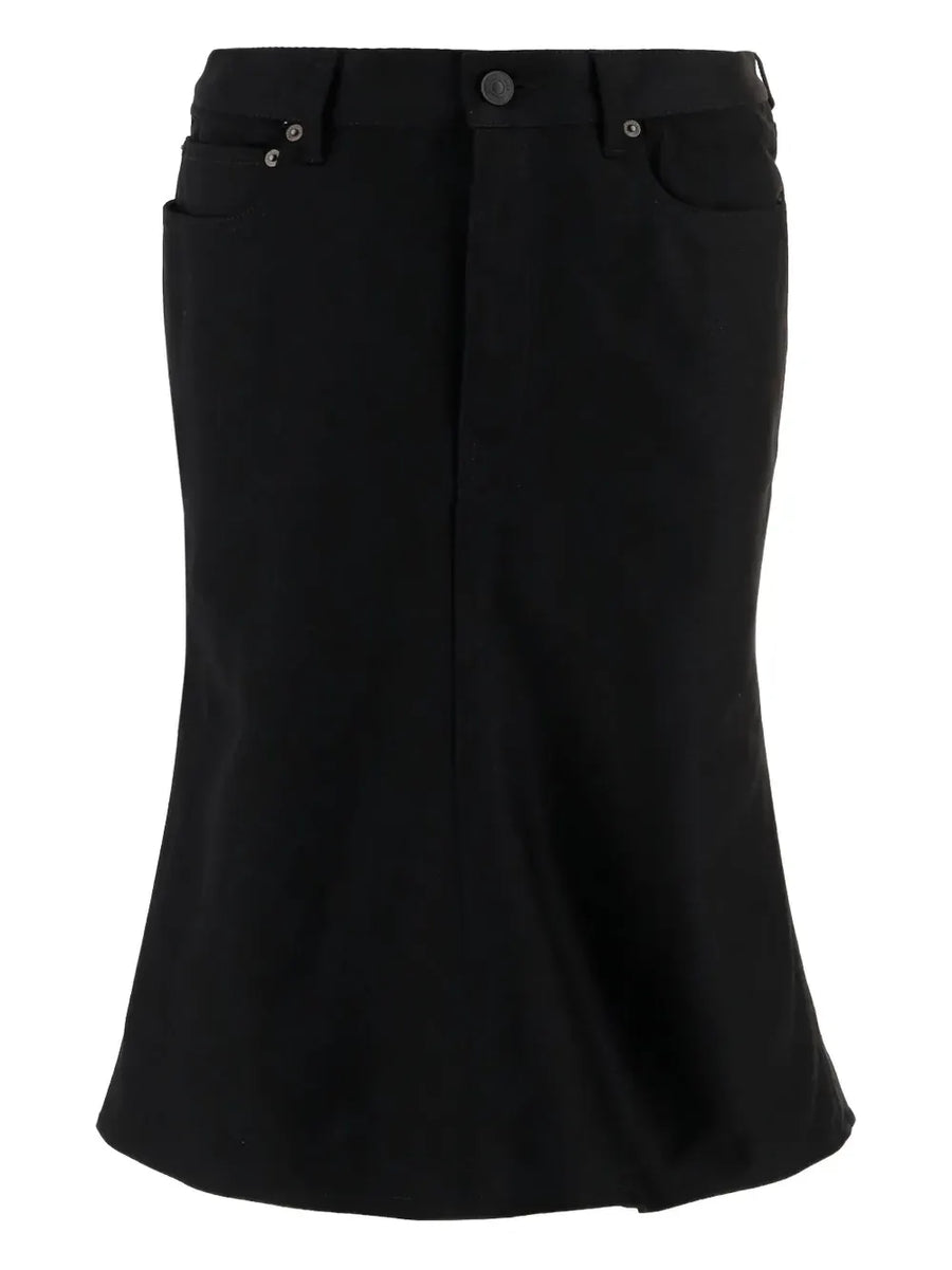 godet denim skirt