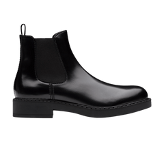 Prada Brushed Calf Leather Chelsea Boot Black