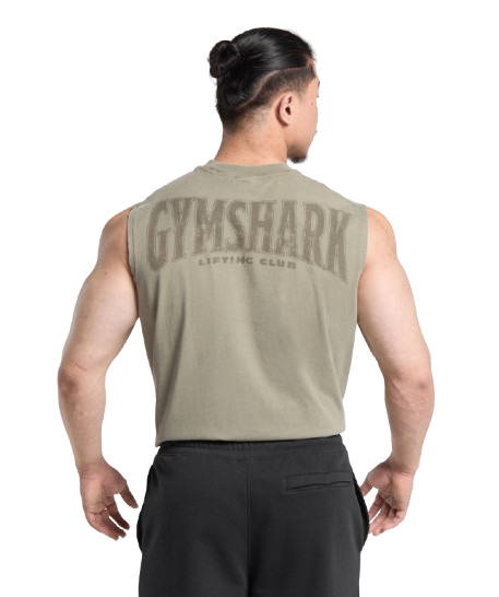 Gymshark Heritage Washed Cut Off Tank - Utility Green/Acid Wash Small Ball