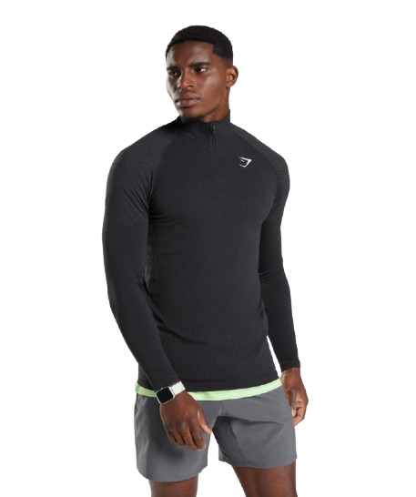 Gymshark Vital Seamless 1/4 Zip - Black/Silhouette Grey