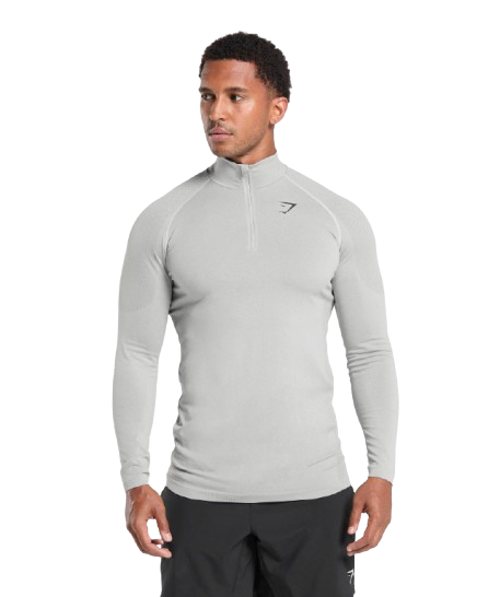 Gymshark Vital Seamless 1/4 Zip - Light Grey/Smokey Grey