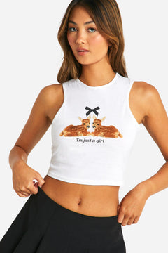 Im Just A Girl Slogan Tank Top