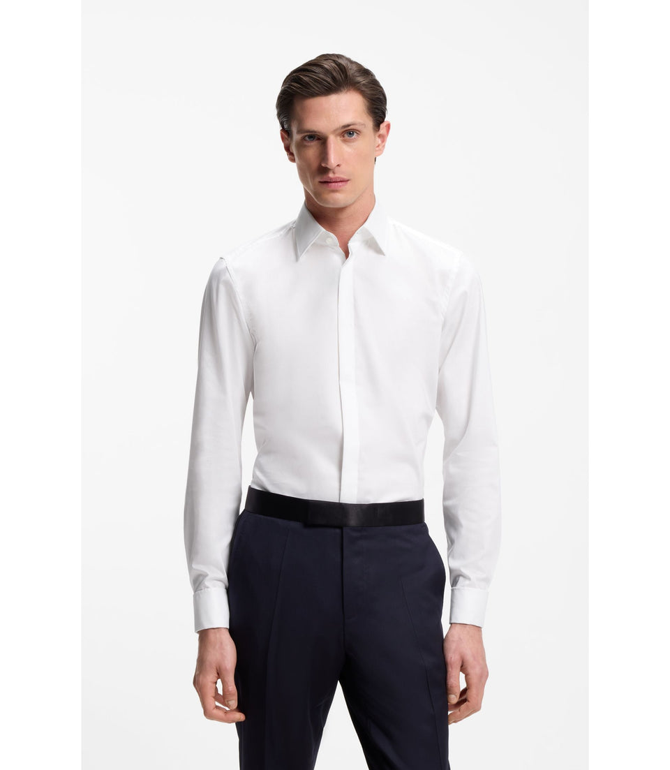 Boss Slim Fit Dress Shirt In Easy Iron Stretch Cotton White