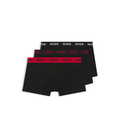 Hugo Three Pack Trunks With Jacquard Logo Waistband Dark Grey