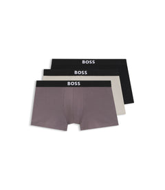 Boss Three Pack Of Stretch Cotton Trunks Light Grey