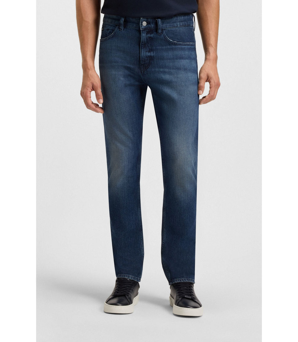 Boss Delaware Blue Slim Fit Jeans In Mechanical Stretch Denim Dark Blue