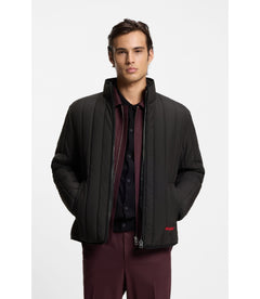 Hugo Logo Detail Jacket With Quilting Black