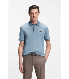 Boss X Aston Martin Polo Shirt In Wool Cotton Piqu Light Blue