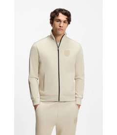Boss Crest Logo Sweatshirt In A Relaxed Fit Light Beige
