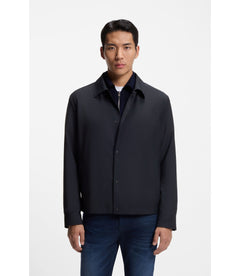 Boss Relaxed Fit Overshirt In A Wool Blend Dark Blue