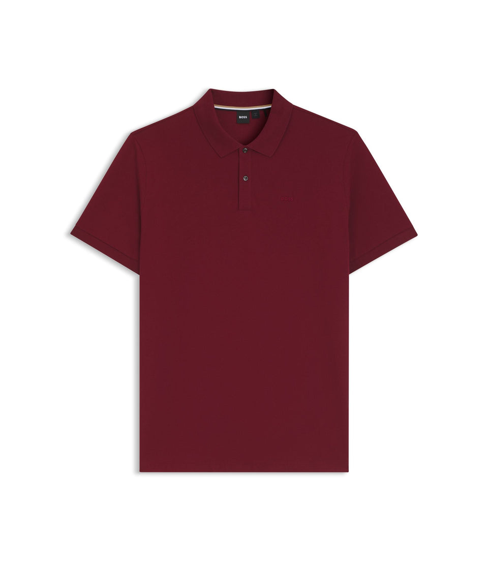 Boss Pallas Polo Shirt In Cotton Piqu With Logo Details Dark Red