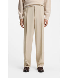 Boss Oversized Fit Trousers In Twill Light Beige