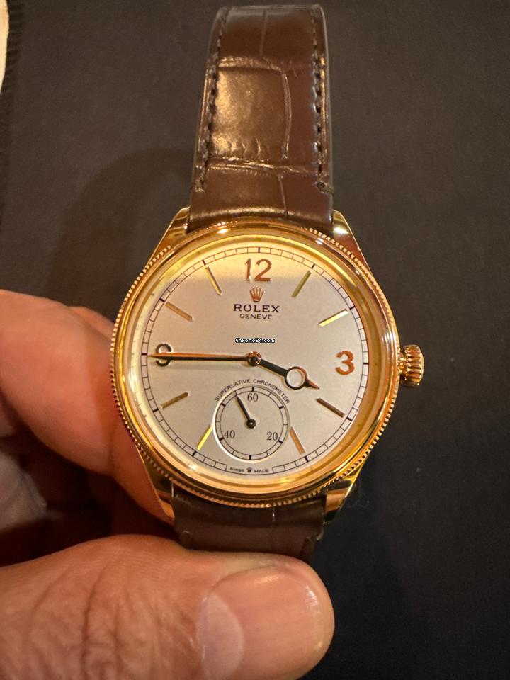 Rolex | 1908 | 52508 | Yellow gold | 39 mm | Crocodile skin | White | Automatic