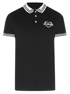 Love Moschino Twin Tipped Collar Black Polo Shirt