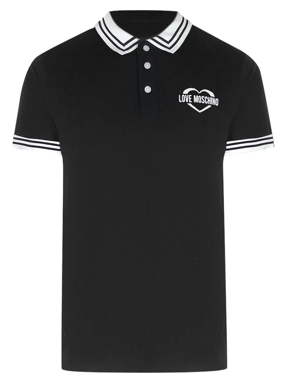 Love Moschino Twin Tipped Collar Black Polo Shirt