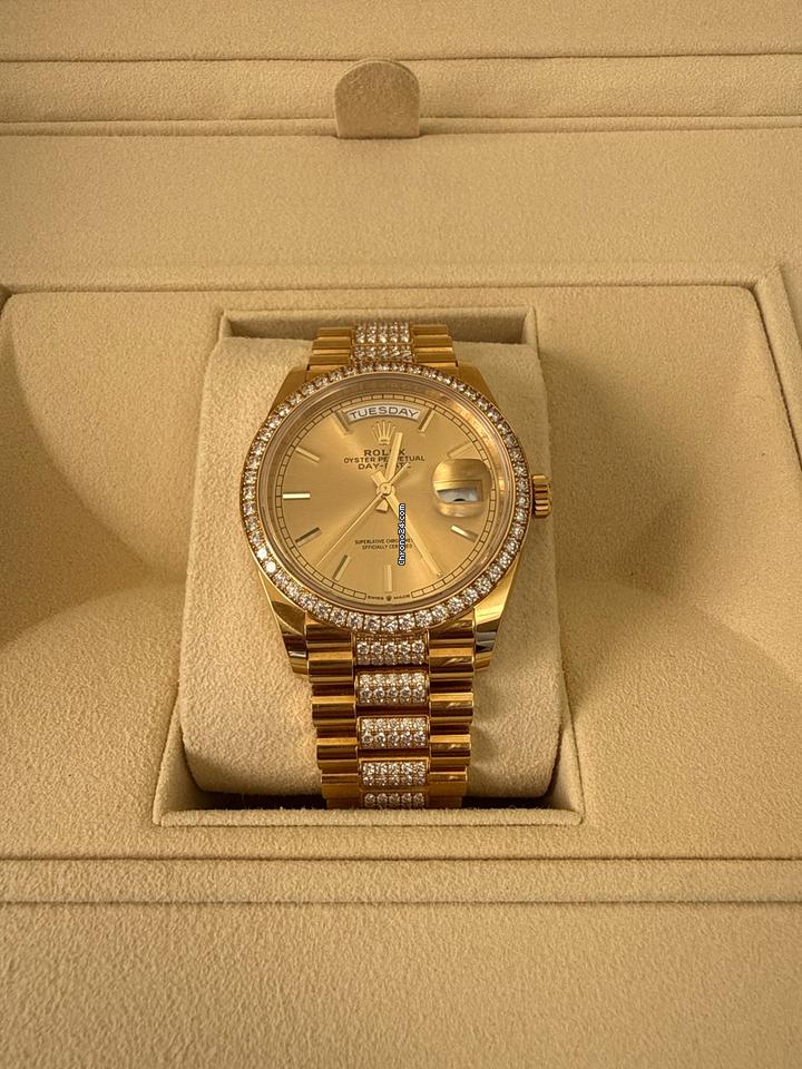 Rolex | Day-Date | 128348RBR | Yellow gold | 36 x 43 mm | Yellow gold | Champagne | Automatic