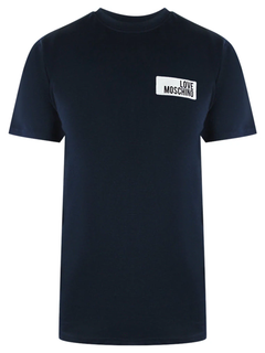 Love Moschino Block Logo Navy Blue T-Shirt