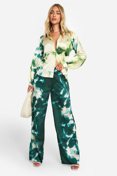 Large Scale Tonal Tie Dye Wide Leg Trousers