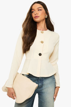 Gold Button Peplum Blazer