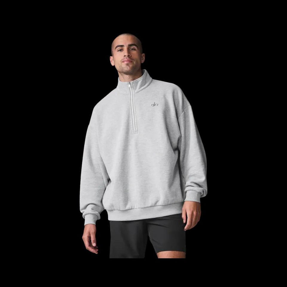 Alo Accolade 1/4 Zip Pullover Athletic Heather Grey