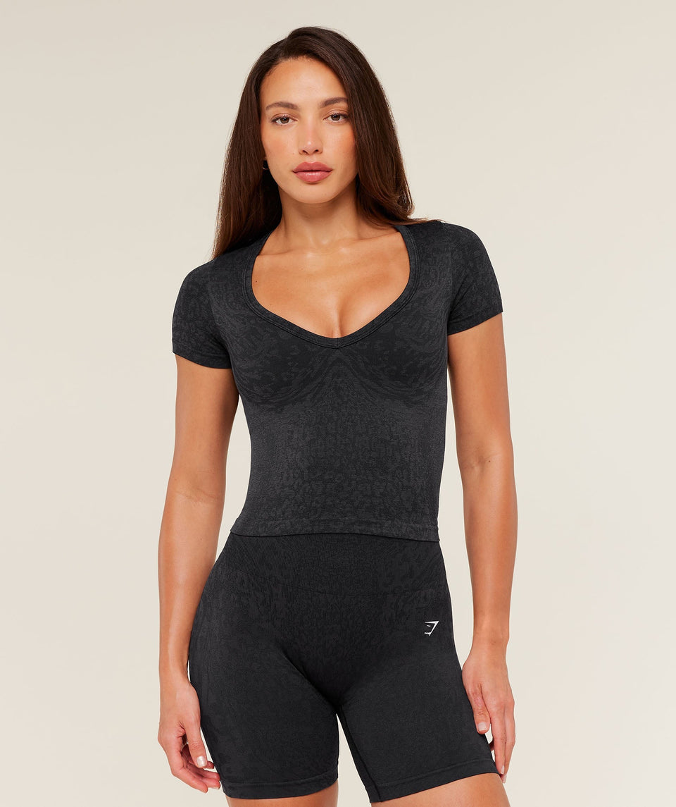 Women's Gymshark Adapt Animal x Whitney Short Sleeve Top Black