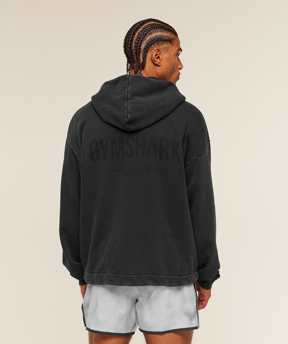 Gymshark Conditioning Club Washed Zip Through Hoodie Black