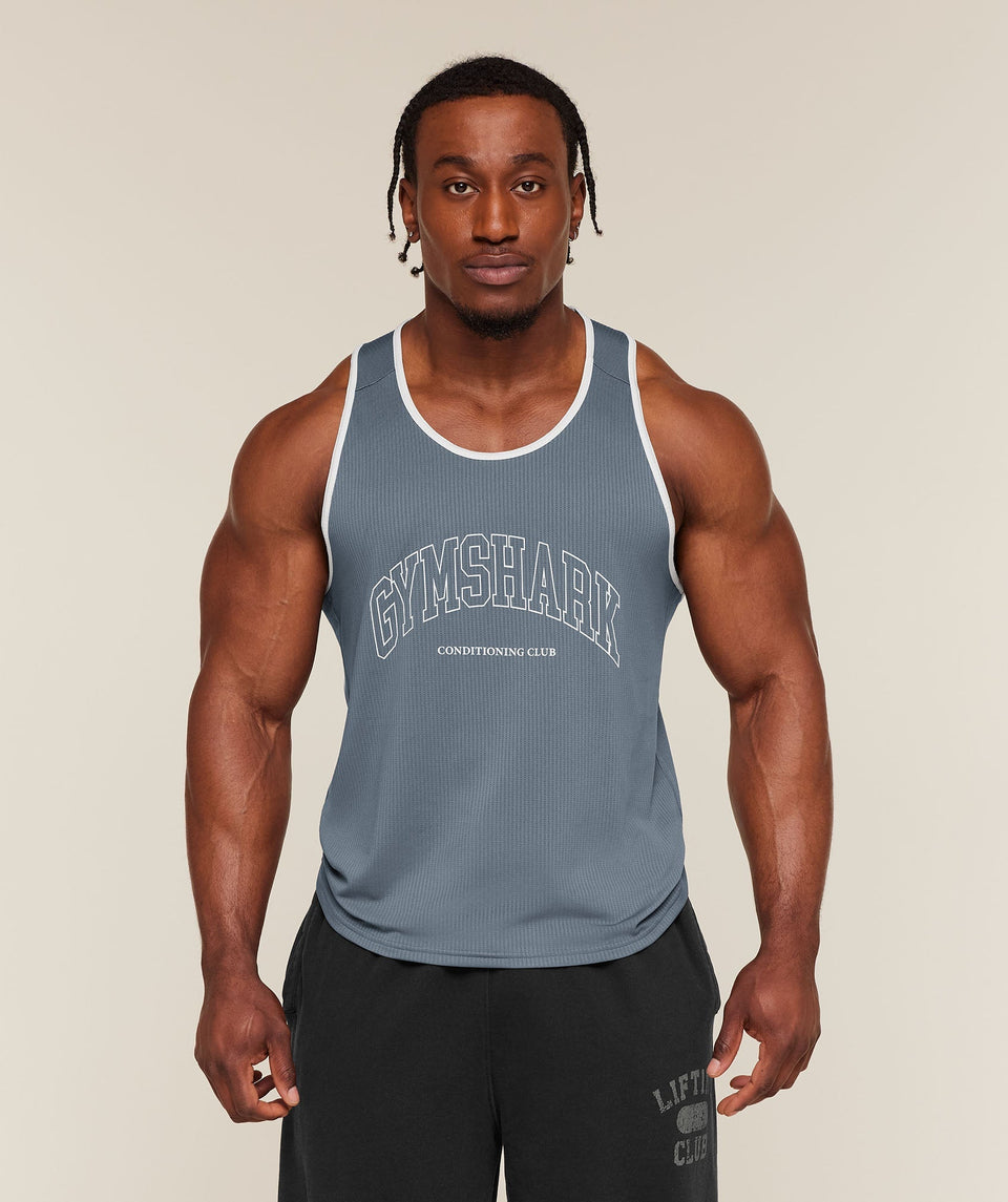 Gymshark Collegiate Tech Tank Iron Blue