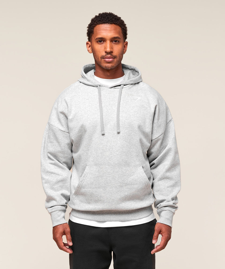 Gymshark Crest Oversized Hoodie - Light Grey Marl