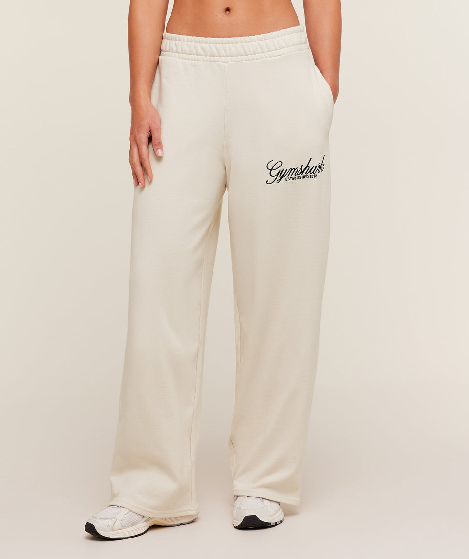 Women's Gymshark Juicy Peach Wide Leg Joggers Oat White