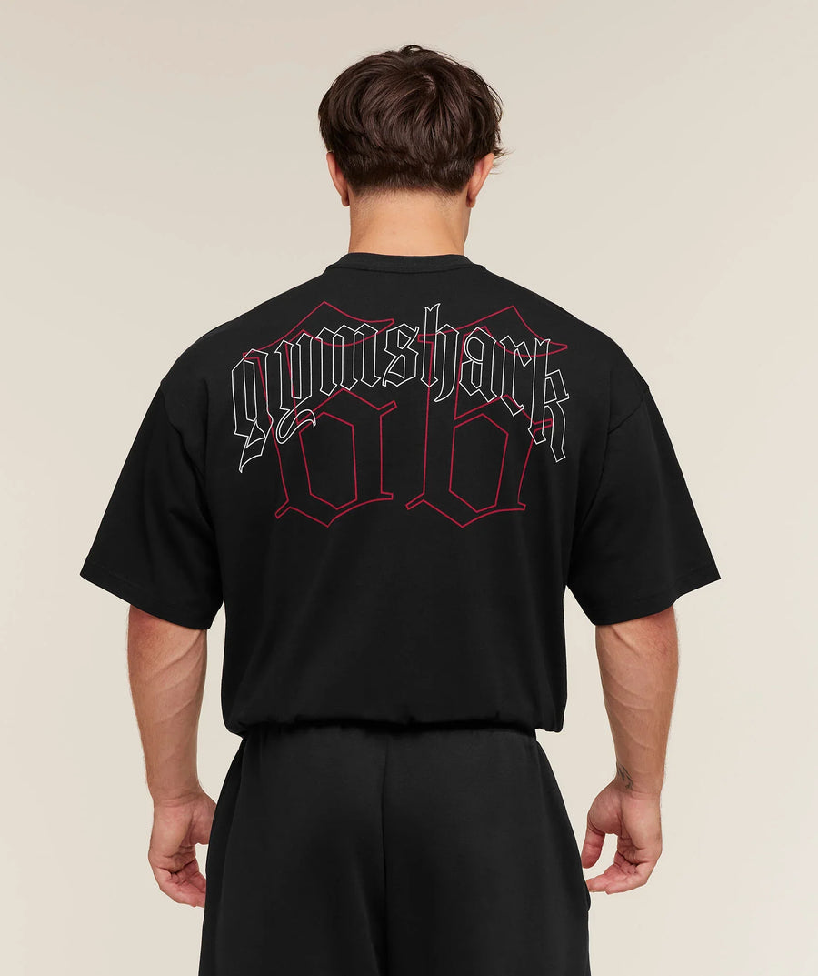 Gymshark Outline Graphic T-Shirt oversized fit Black