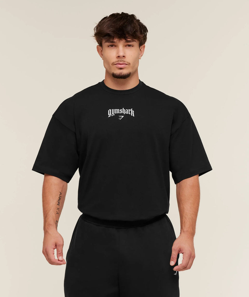 Gymshark Outline Graphic T-Shirt oversized fit Black