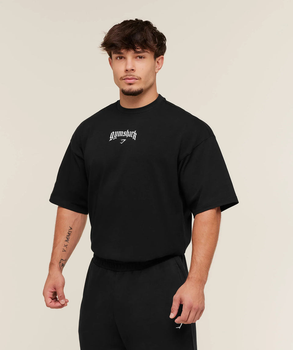 Gymshark Outline Graphic T-Shirt oversized fit Black