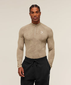 Gymshark Geo Seamless 1/4 Zip Cement Brown