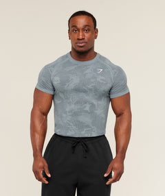 Gymshark Geo Seamless T-Shirt -  Storm Blue /  Stealth Blue