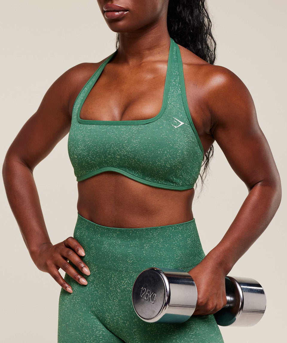 Women's Gymshark Adapt Fleck x Whitney Halterneck Sports Bra Lift Green