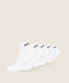 Gymshark Quarter Socks 5Pk White