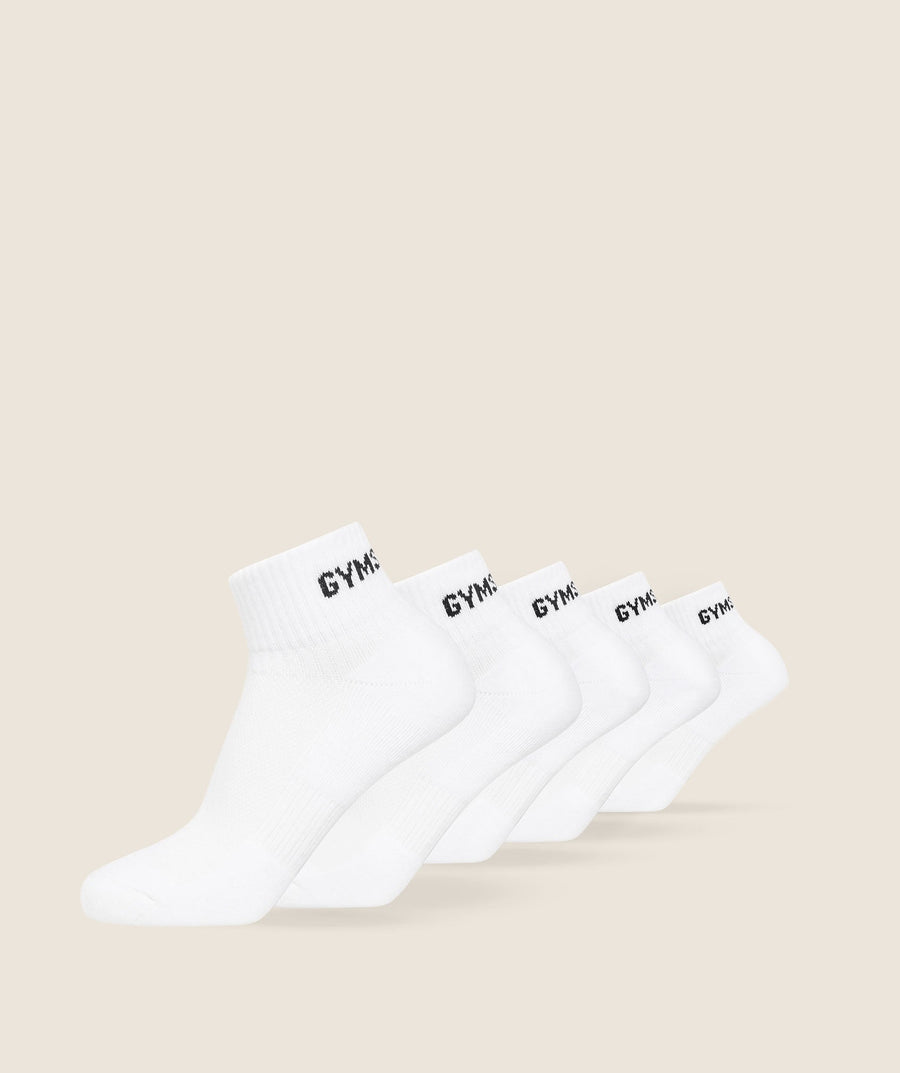 Gymshark Quarter Socks 5Pk White